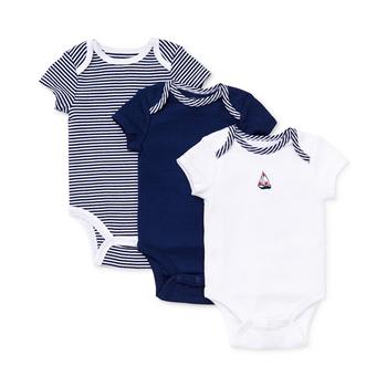 商品Little Me | Baby Boys Sailboat Short Sleeved Bodysuits, Pack of 3,商家Macy's,价格¥100图片