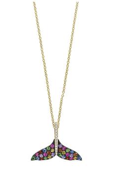 推荐14K Yellow Gold Diamond, Tsavorite & Sapphire Pendant Necklace - 0.05 ctw商品