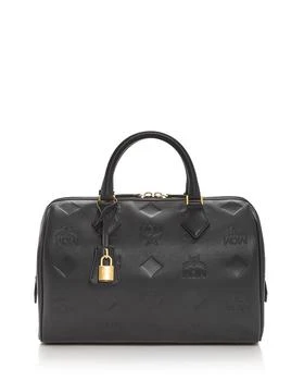 MCM | MCM Ella Maxi Monogram Leather Boston Shoulder Bag 