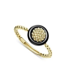 推荐18K Yellow Gold Caviar Bead Ceramic Frame Ring商品