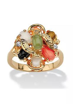 商品Palm Beach Jewelry | Coral, Opal, Jade, Onyx and Tiger's-Eye Cluster Ring in Gold-Plated,商家Belk,价格¥354图片