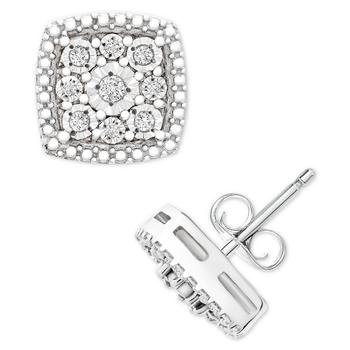 商品Macy's | Diamond Cushion Cluster Stud Earrings (1/10 ct. t.w.) in Sterling Silver,商家Macy's,价格¥1574图片
