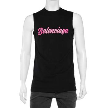 巴黎世家t恤怎么选, [二手商品] Balenciaga | Balenciaga Black Knit Glossy Logo Print Sleeveless T-Shirt XS商品图片 4.3折