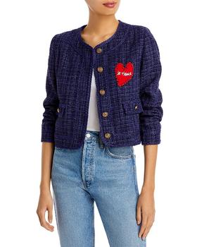 推荐Heart Patch Metallic Tweed Jacket - 100% Exclusive商品