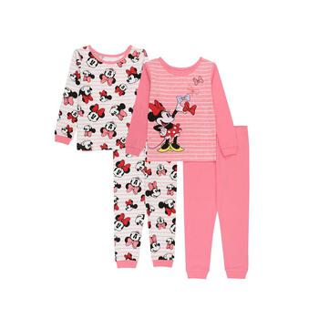 AME | Toddler Girls Minnie Mouse T-shirt and Pajama, 4 Piece Set商品图片,
