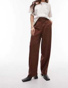 推荐Topshop button fly trouser suit in brown商品