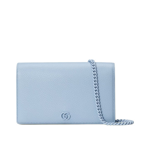 古驰链条包, Gucci | GUCCI/古驰 22春夏新款GG Marmont系列 女士迷你款淡蓝色皮革同色系树脂双G点缀单肩斜挎链条包49798517WFF4928商品图片 8折×额外9.5折, 包邮包税, 额外九五折