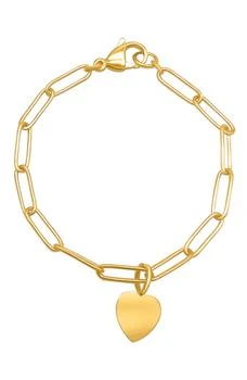 ADORNIA | 14K Gold Plated Paperclip Chain Heart Charm Bracelet,商家Nordstrom Rack,价格¥151