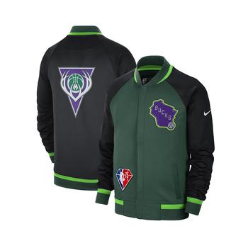 Men's Green, Black Milwaukee Bucks 2021/22 City Edition Therma Flex Showtime Full-Zip Bomber Jacket product img