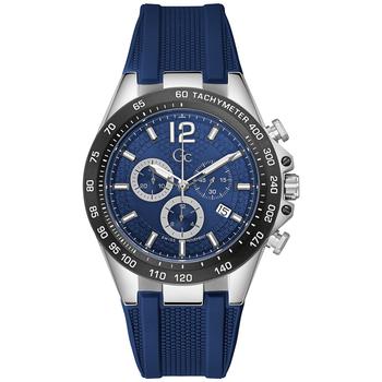 GUESS | Gc Audacious Men's Swiss Silver-Tone Stainless Steel Strap Watch 44mm商品图片,