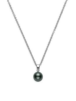 商品Mikimoto | 9MM Black Round Cultured South Sea Pearl & 18K White Gold Pendant Necklace,商家Saks Fifth Avenue,价格¥12303图片