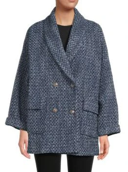 推荐Textured Wool Blend Double Breasted Coat商品
