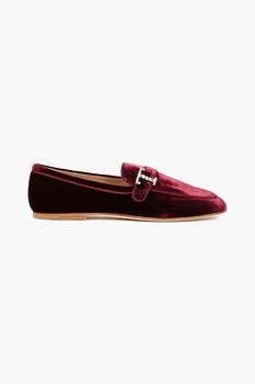 推荐T Timeless embellished velvet loafers商品