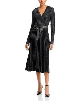 Tahari | Metallic Knit Wrap Dress 满$100减$25, 满减