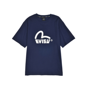 推荐【享贝家】（国内现货-QD）EVISU 福神 箭头星星印花图案休闲短袖T恤 男女同款 藏蓝色 EU2UTS716NA商品