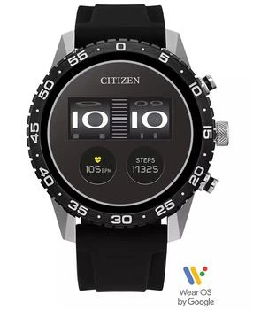 Citizen | Unisex CZ Smart Wear OS Black Silicone Strap Smart Watch 45mm,商家Macy's,价格¥2479