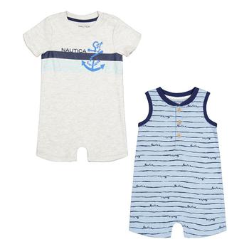 Nautica | Baby Boys Snap-Close Anchor Stripe Rompers, Pack of 2商品图片,5折