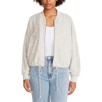 推荐Steve Madden Womens Yves Textured Ribbed Trim Bomber Jacket商品