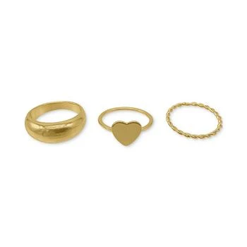 ADORNIA | 14k Gold-Plated 3-Pc. Set Heart Rings 独家减免邮费