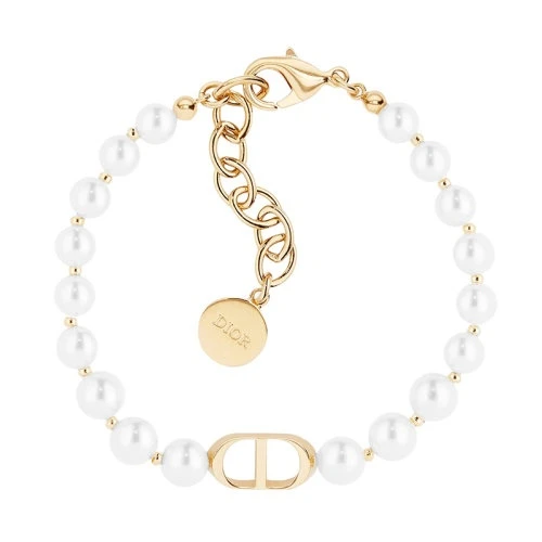 Dior | DIOR/迪奥 30 MONTAIGNE 金色金属CD白色树脂珠饰手链 7.9折, 独家减免邮费
