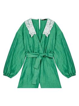 maje正品, Maje | Ifeuille Crinkled Linen Playsuit商品图片 5折