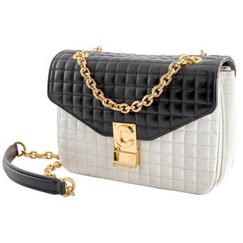 celine腋下包价格, Celine | Medium C in Quilted Calfskin Black/White Shoulder Bag商品图片 4.5折