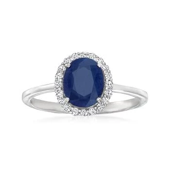 Ross-Simons | Ross-Simons Sapphire and . Diamond Halo Ring in 14kt White Gold,商家Premium Outlets,价格¥10328