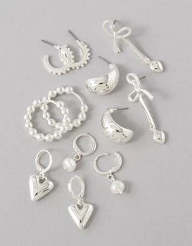 AE | AEO Silver & Pearl Earrings 6-Pack,商家American Eagle,价格¥107