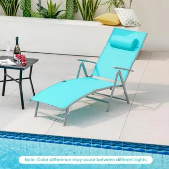 Hivvago | Folding Chaise Lounge Chair Outdoor Reclining Chair for Backyard-Tuiquoise,商家Premium Outlets,价格¥994