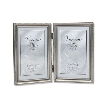 Lawrence Frames | Antique Pewter Hinged Double Picture Frame - Bead Border Design - 4" x 6",商家Macy's,价格¥240