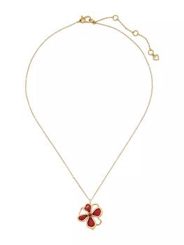 商品Kate Spade | Floral Shimmer Goldtone, Glass & Cubic Zirconia Pendant Necklace,商家Saks Fifth Avenue,价格¥590图片