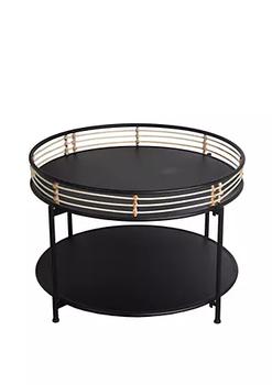 商品Duna Range | Metal Round Accent Table with Open Bottom Shelf and Rail Top, Black,商家Belk,价格¥2995图片