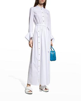ROSETTA GETTY, ROSETTA GETTY | Ruffle-Cuff Belted Maxi Shirtdress商品图片 