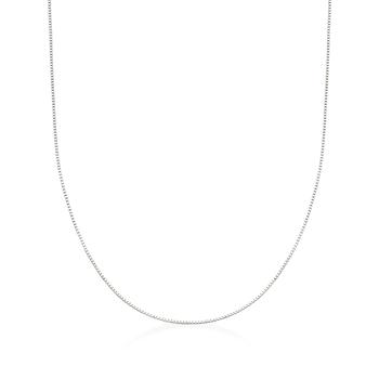 商品Ross-Simons 0.8mm 14kt White Gold Adjustable Box Chain Necklace图片