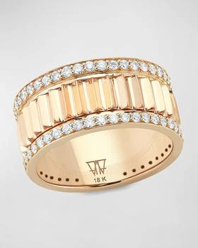 Walters Faith | Clive Rose Gold Narrow Fluted Band Ring with Diamonds Rails,商家Neiman Marcus,价格¥43983