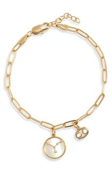 Leith | Cancer Mother-of-Pearl & Crystal Charm Paper Clip Chain Bracelet,商家Nordstrom Rack,价格¥84