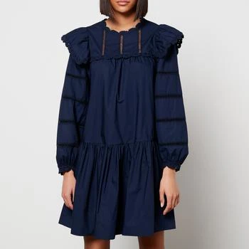推荐Sea New York Women's Rylee Crochet Long Sleeve Tunic Dress - Navy商品