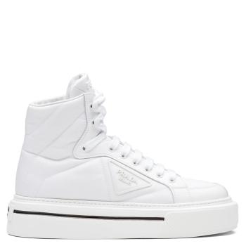 Prada | 【预售3-7天】PRADA/普拉达 21年秋冬 Macro Re-Nylon系列 女士白色再生尼龙和亮面皮革高帮运动鞋1T642M_3LF5_F0009_F_B045商品图片,8折, 包邮包税