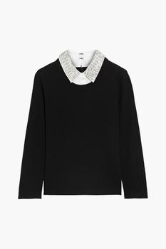推荐Layered embellished wool-blend sweater商品