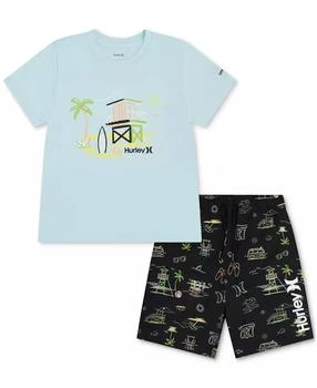 Hurley | Toddler Boys Lifeguard Swim Top & Shorts, 2 Piece Set,商家Macy's,价格¥123