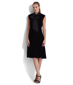女装拉夫劳伦连衣裙, Ralph Lauren | Tie Neck Velvet Drop-Waist Dress商品图片 