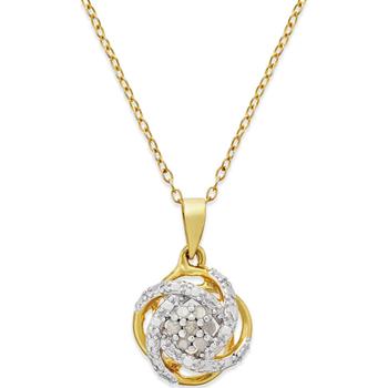 product Diamond Love Knot 18" Pendant Necklace (1/10 ct. t.w.) in 18k Gold-Plated Sterling Silver or Sterling Silver image