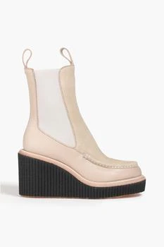 推荐Sloane suede-paneled leather wedge ankle boots商品