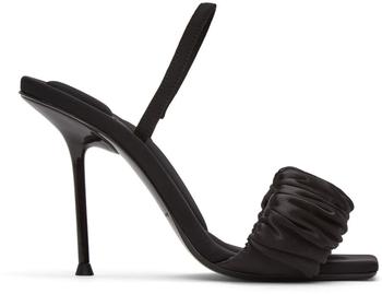 亚历山大王鞋, Alexander Wang | Black Scrunchie Julie Heeled Sandals商品图片 