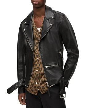 推荐Wick Leather Regular Fit Biker Jacket商品