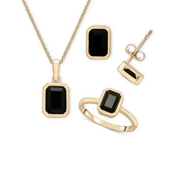 Macy's | 3-Pc. Set Onyx Octagon Pendant Necklace, Ring & Stud Earrings in 14k Gold-Plated Sterling Silver,商家Macy's,价格¥1114