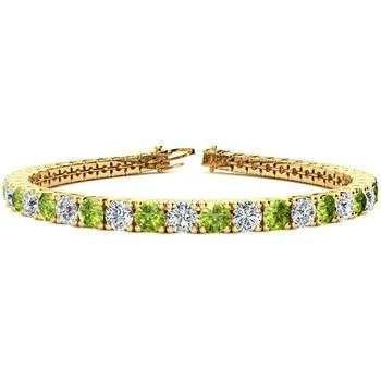 SSELECTS | 8 1/2 Carat Peridot And Diamond Tennis Bracelet In 14 Karat Yellow Gold, 6 1/2 Inches,商家Premium Outlets,价格¥37833
