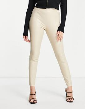 Topshop | Topshop faux leather skinny fit trouser in cream商品图片,