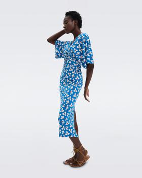 Diane von Furstenberg | Valerie Matte Jersey Midi Dress in Graphic Flower Signature Blue商品图片,6折, 独家减免邮费