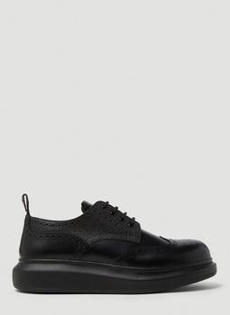 Alexander McQueen | Platform Brogue Lace-Up Shoes in Black商品图片,6.5折